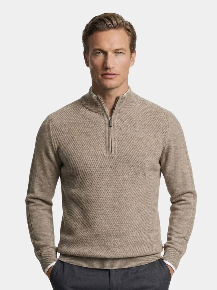 Strathmore | Stripe Quarter Zip Wool Sweater