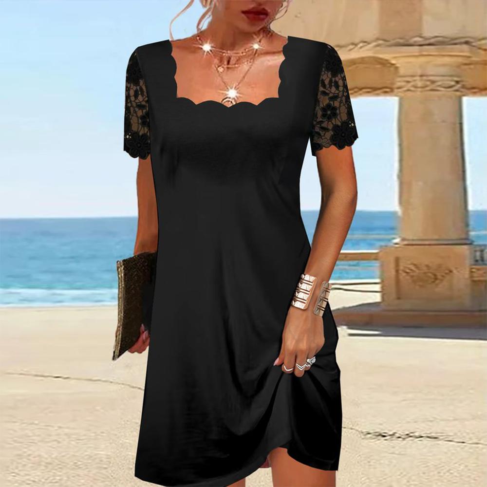 Maria | Ruffled Black Midi Dress