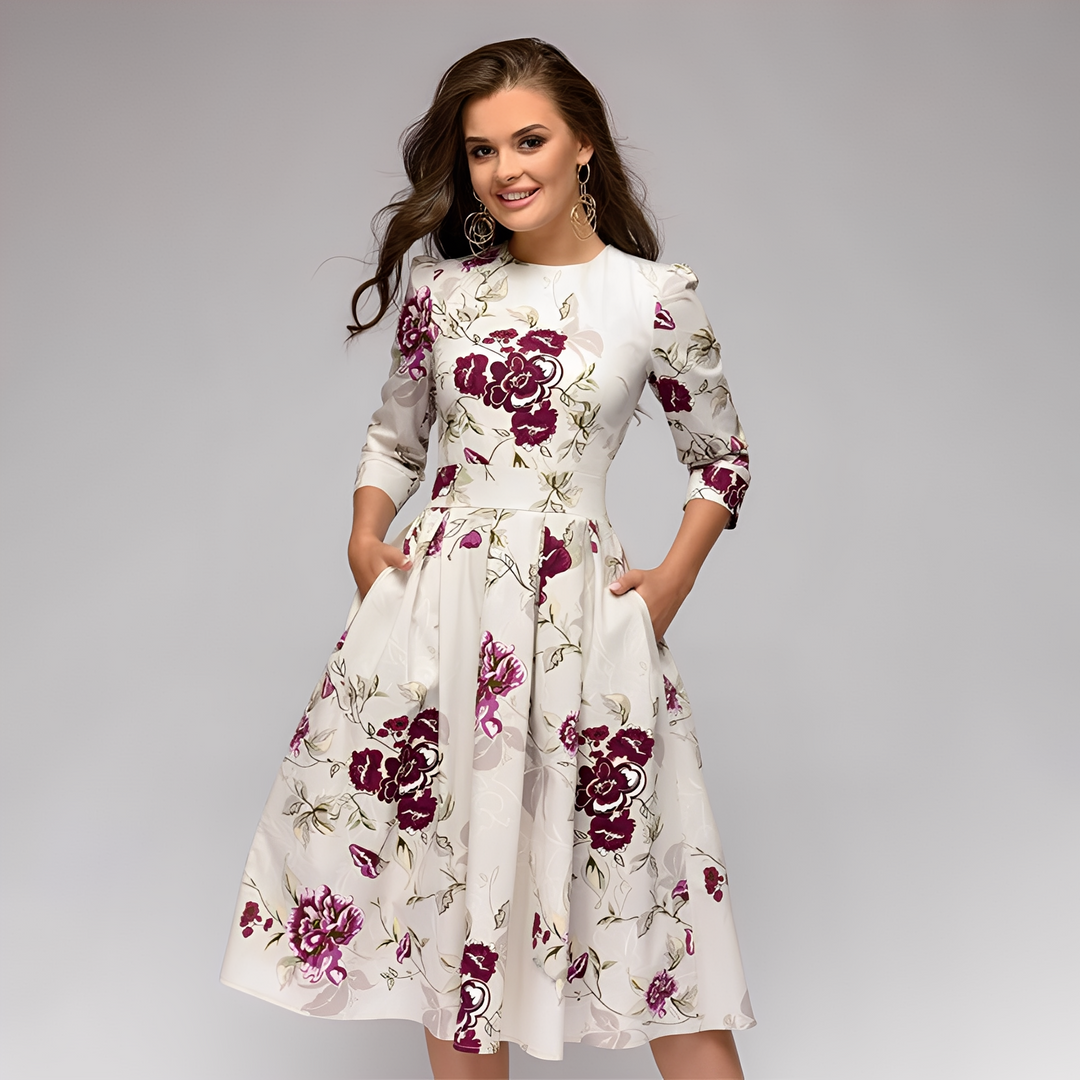 Elisabeth - Floral Long Sleeve Fit & Flare Dress