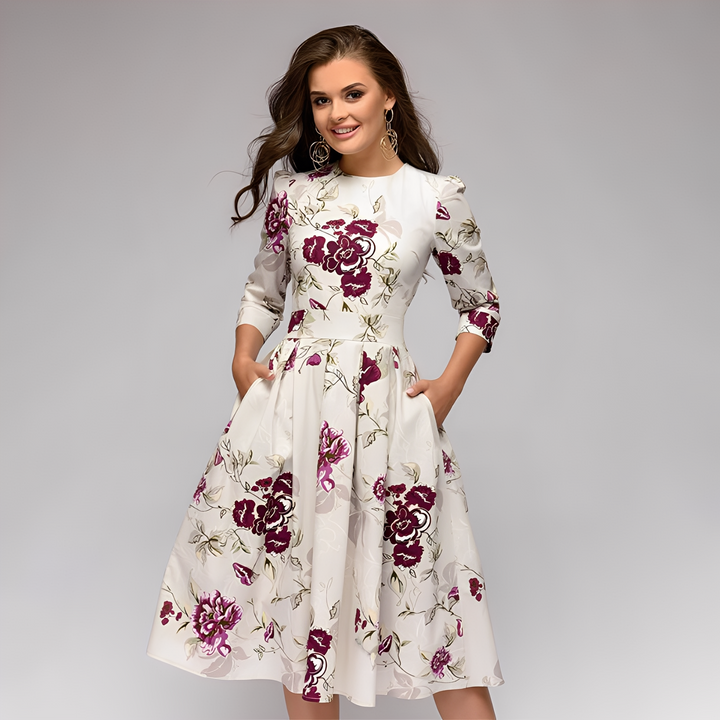 Elisabeth - Floral Long Sleeve Fit & Flare Dress