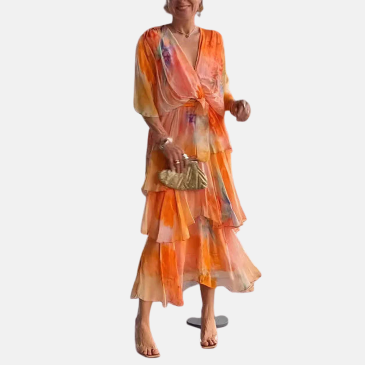 Evelyn | Layered Chiffon Wrap Dress
