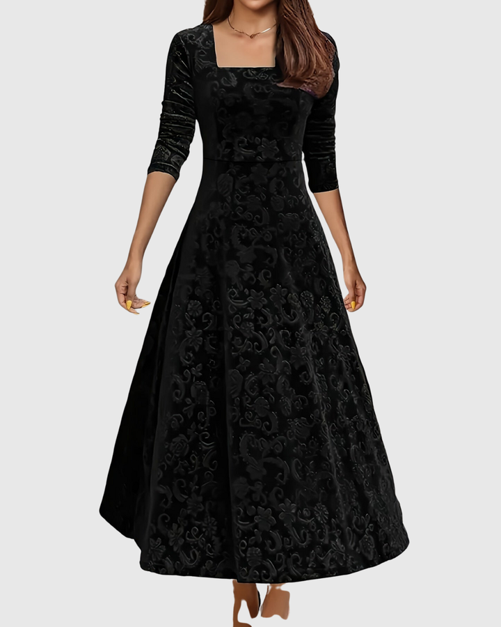 Elyra | Velvet Floral Midi Dress