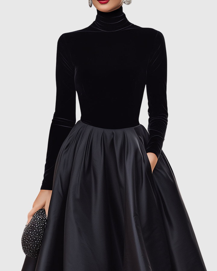 Aradia | Velvet &amp; Satin Midi Dress