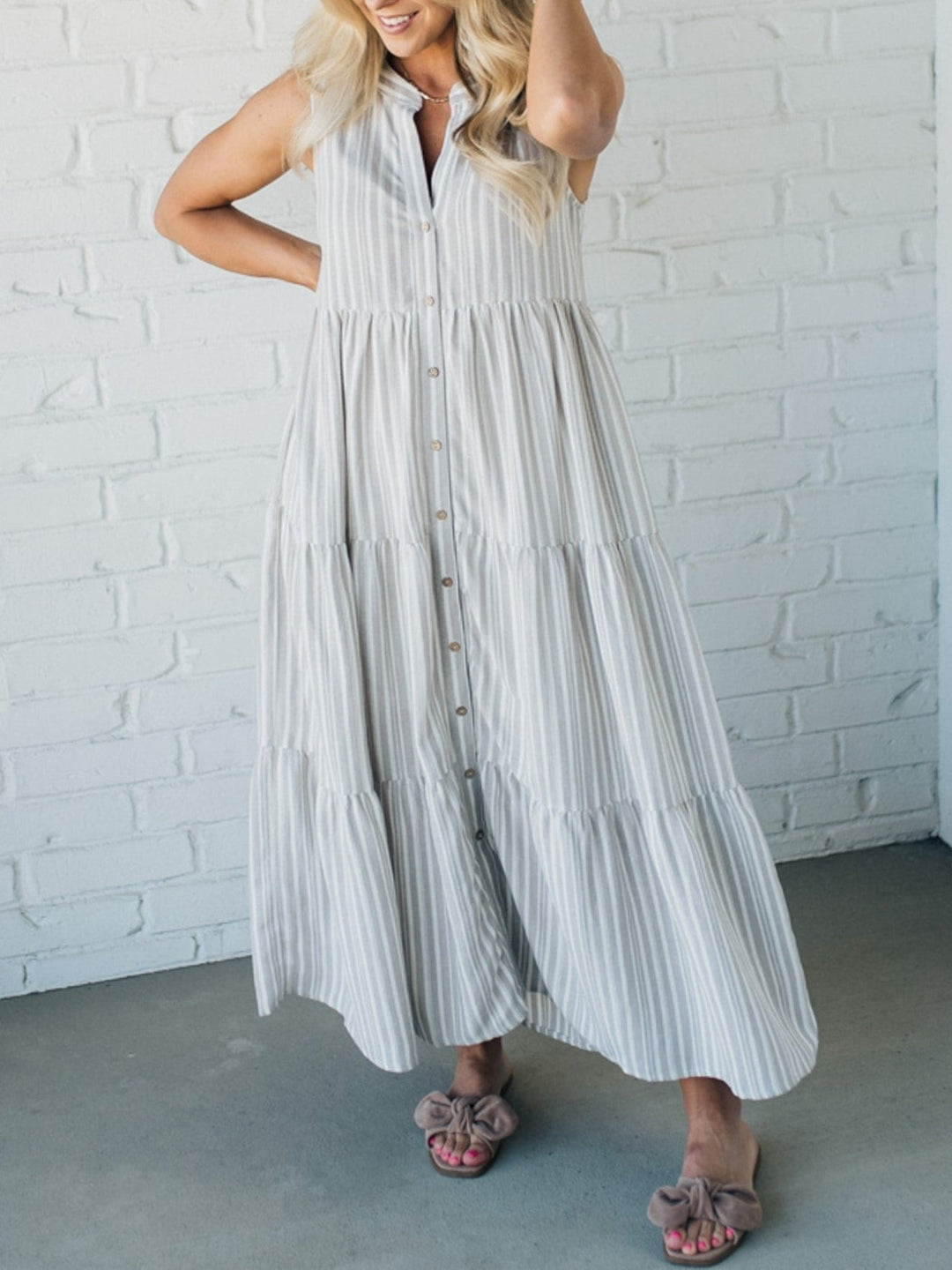 Gisela | Striped Ruffle Maxi Dress
