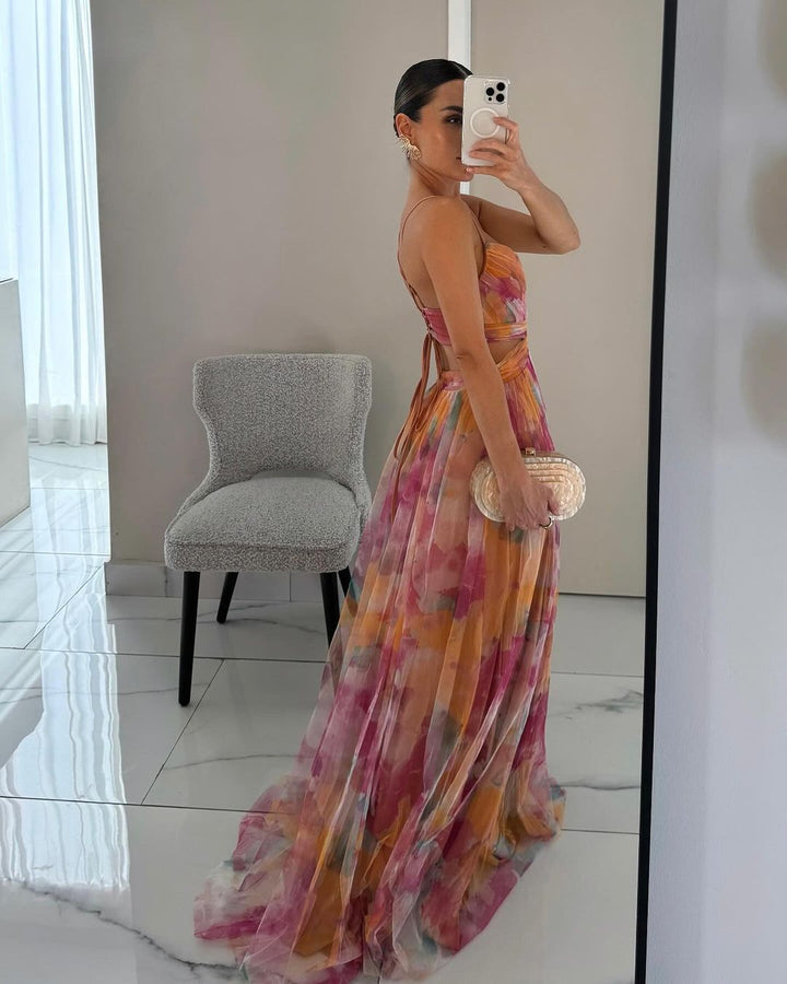 Liora | Floral Chiffon Maxi Dress
