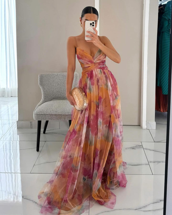 Liora | Floral Chiffon Maxi Dress