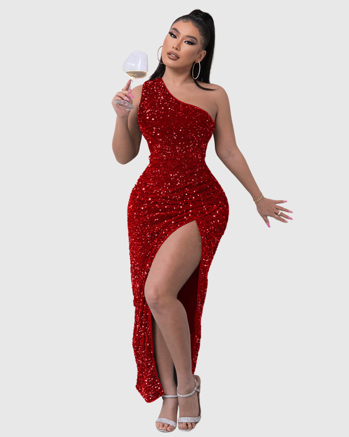 Lillian | One-Shoulder Sequin Evening Dress