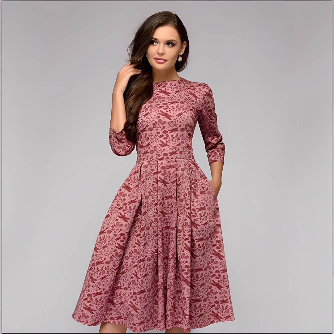 Elisabeth - Floral Long Sleeve Fit & Flare Dress