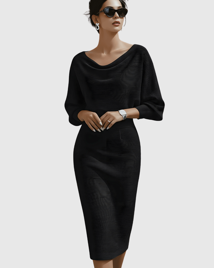 Isméria | Draped Batwing Midi Dress