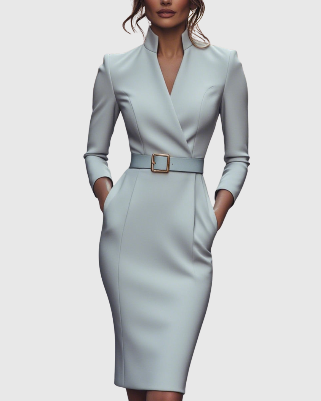Velmira | Belted Pencil Midi Dress