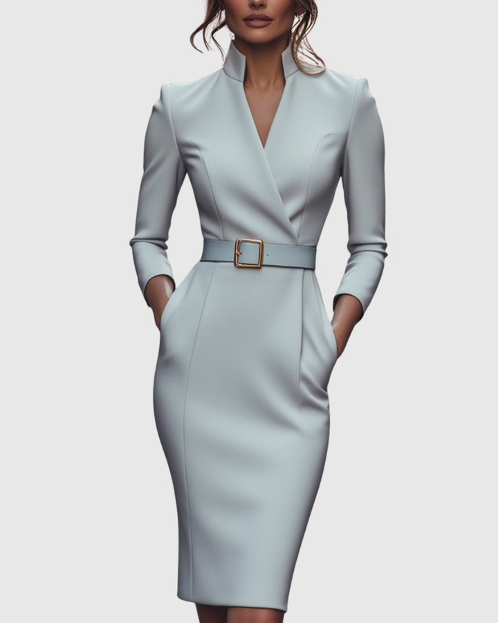 Velmira | Belted Pencil Midi Dress