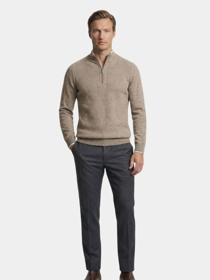 Strathmore | Stripe Quarter Zip Wool Sweater