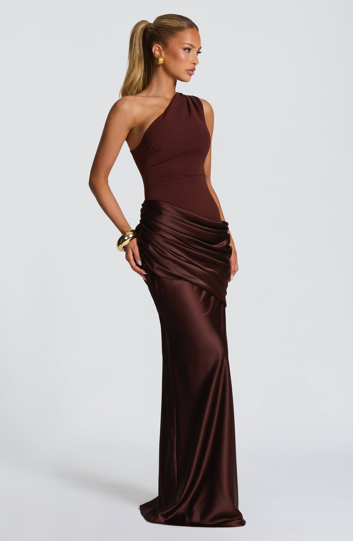Aurelia | Sculpted One-Shoulder Satin Gown