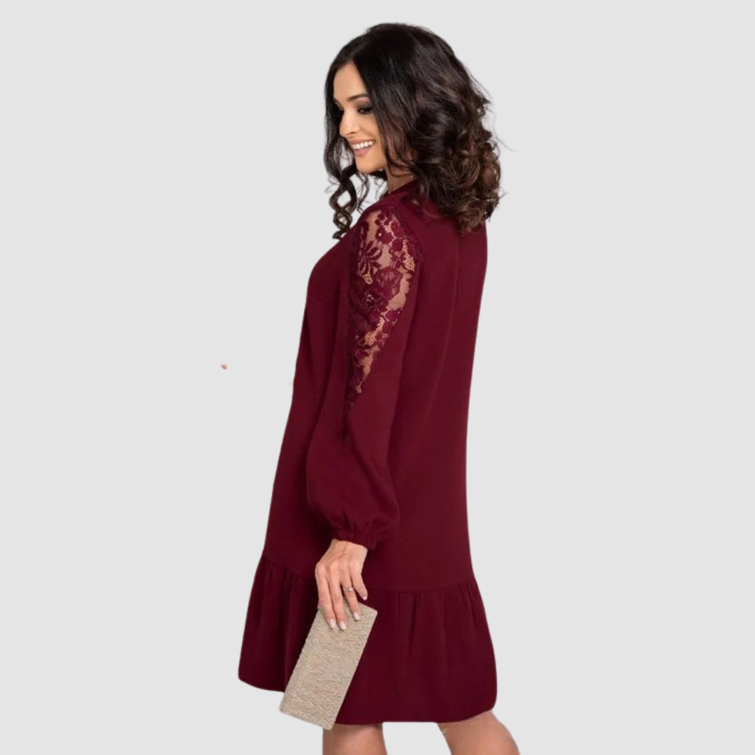 Velina | Lace Sleeve Midi Dress