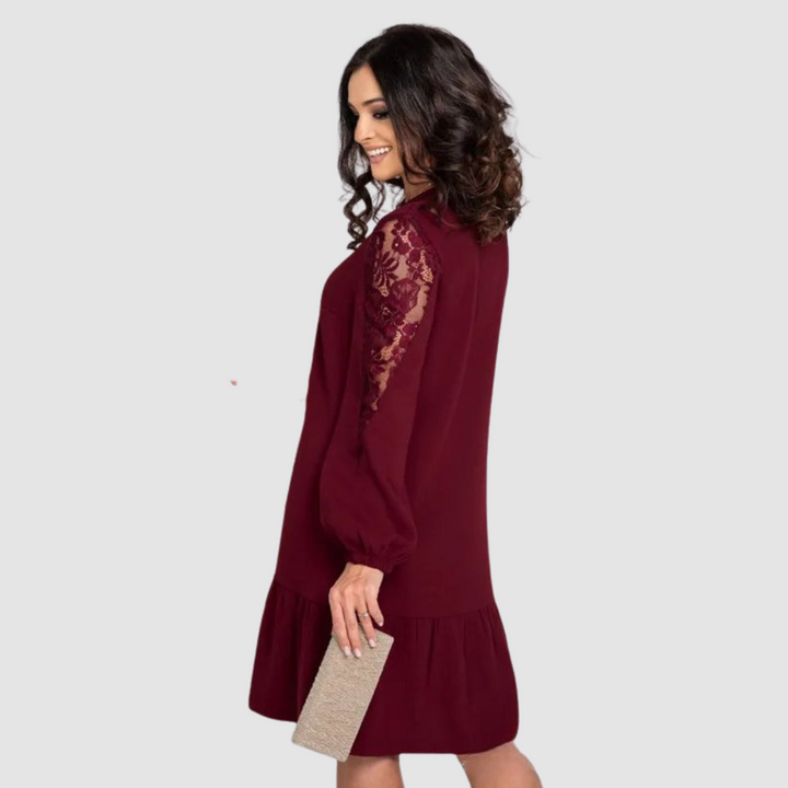 Velina | Lace Sleeve Midi Dress