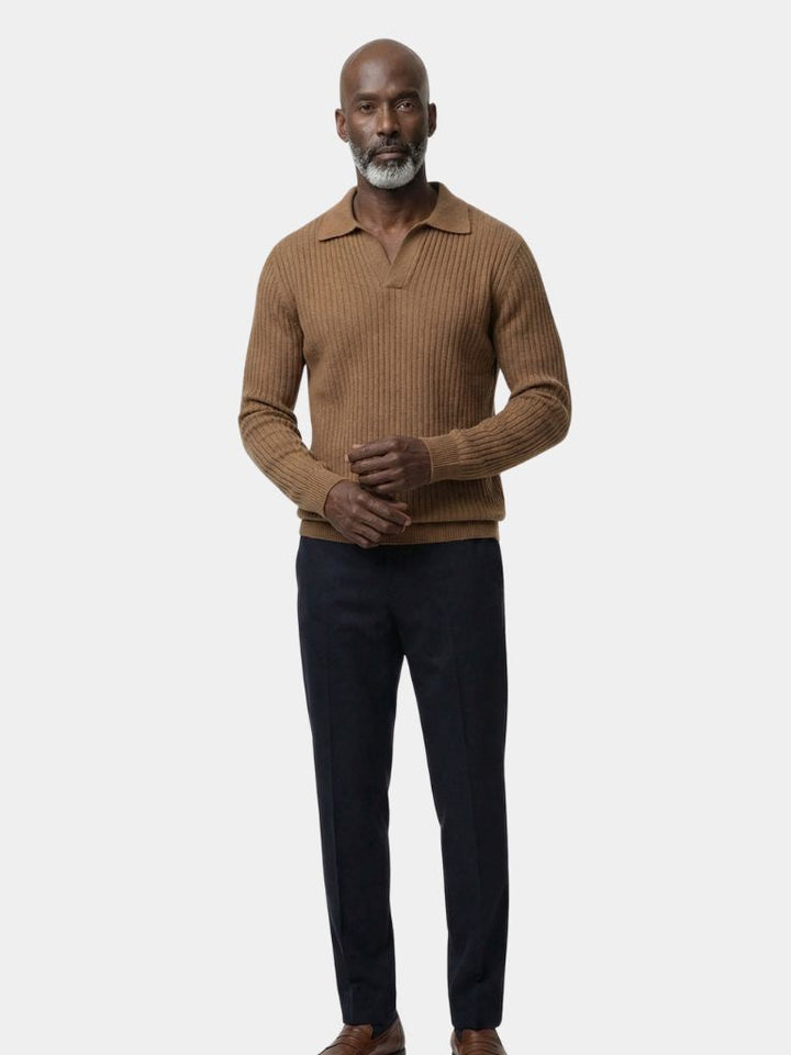 Renzo | Ribbed V-Neck Polo Sweater