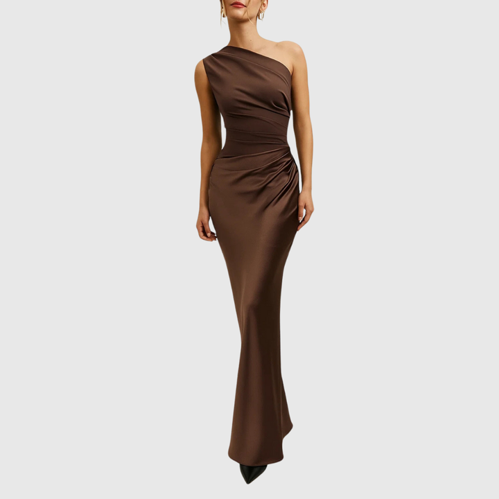 Elara | Asymmetric Satin Evening Gown