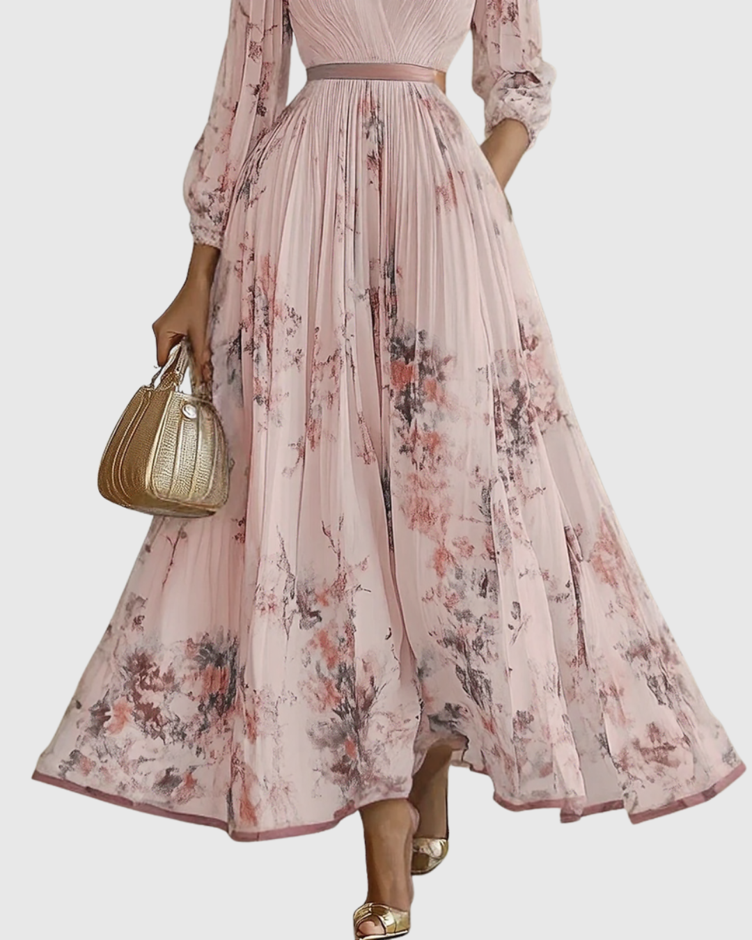 Zavelle | Pleated Floral Maxi Dress