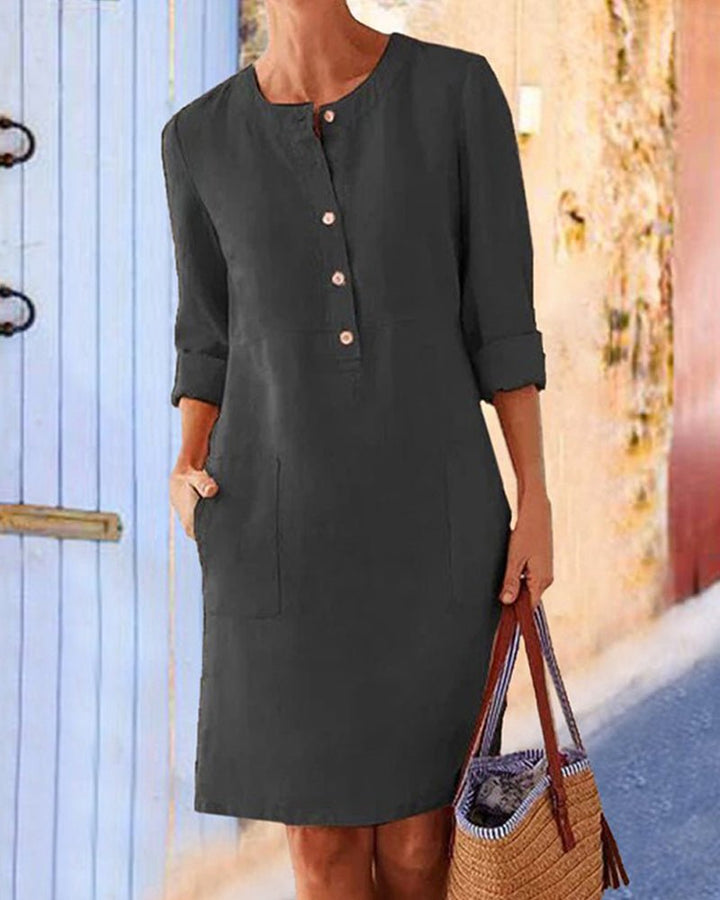 Matilda | Linen Blend Buttoned Dress