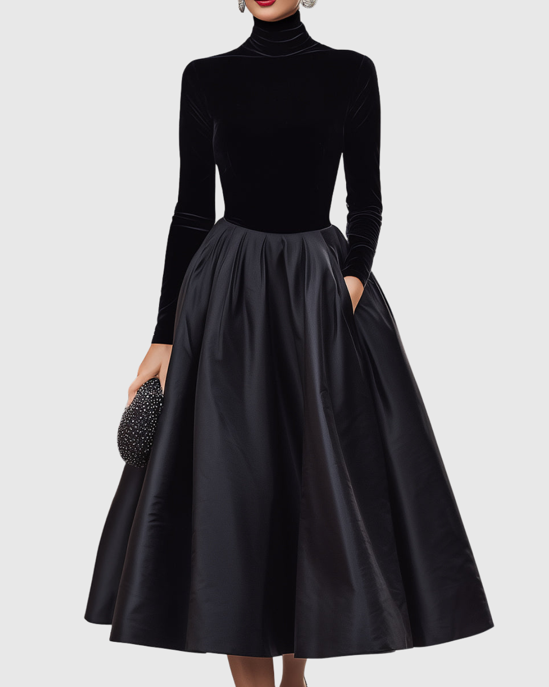 Evara | Velvet Satin Midi Dress