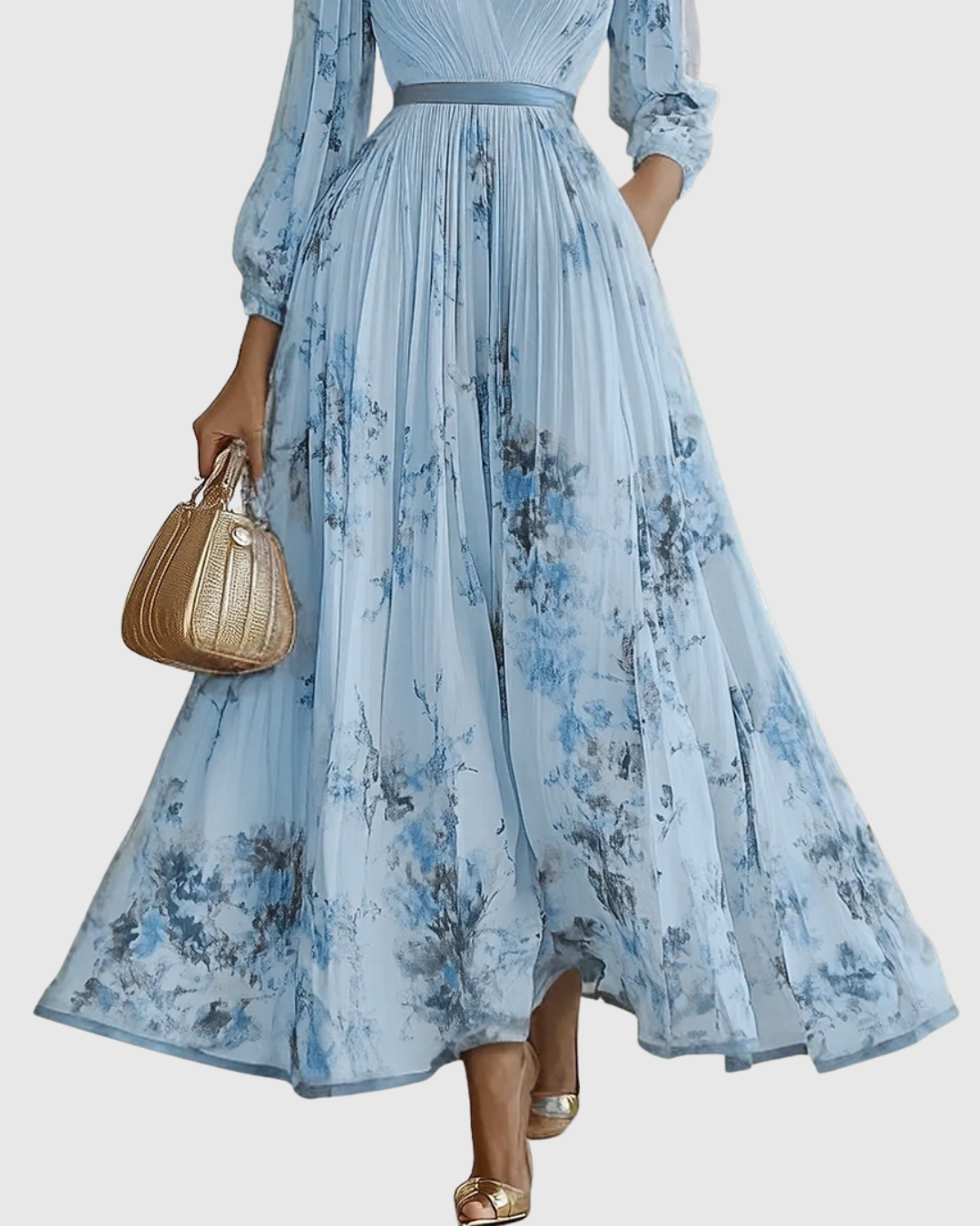Zavelle | Pleated Floral Maxi Dress