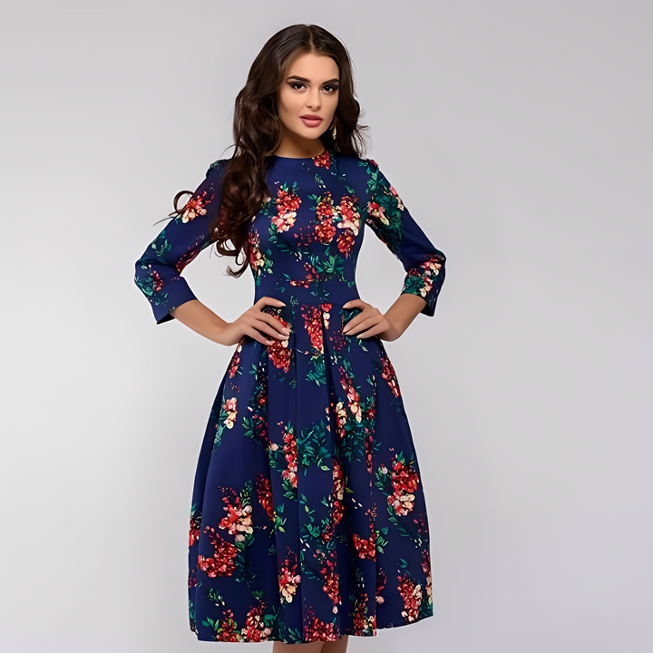 Elisabeth - Floral Long Sleeve Fit & Flare Dress