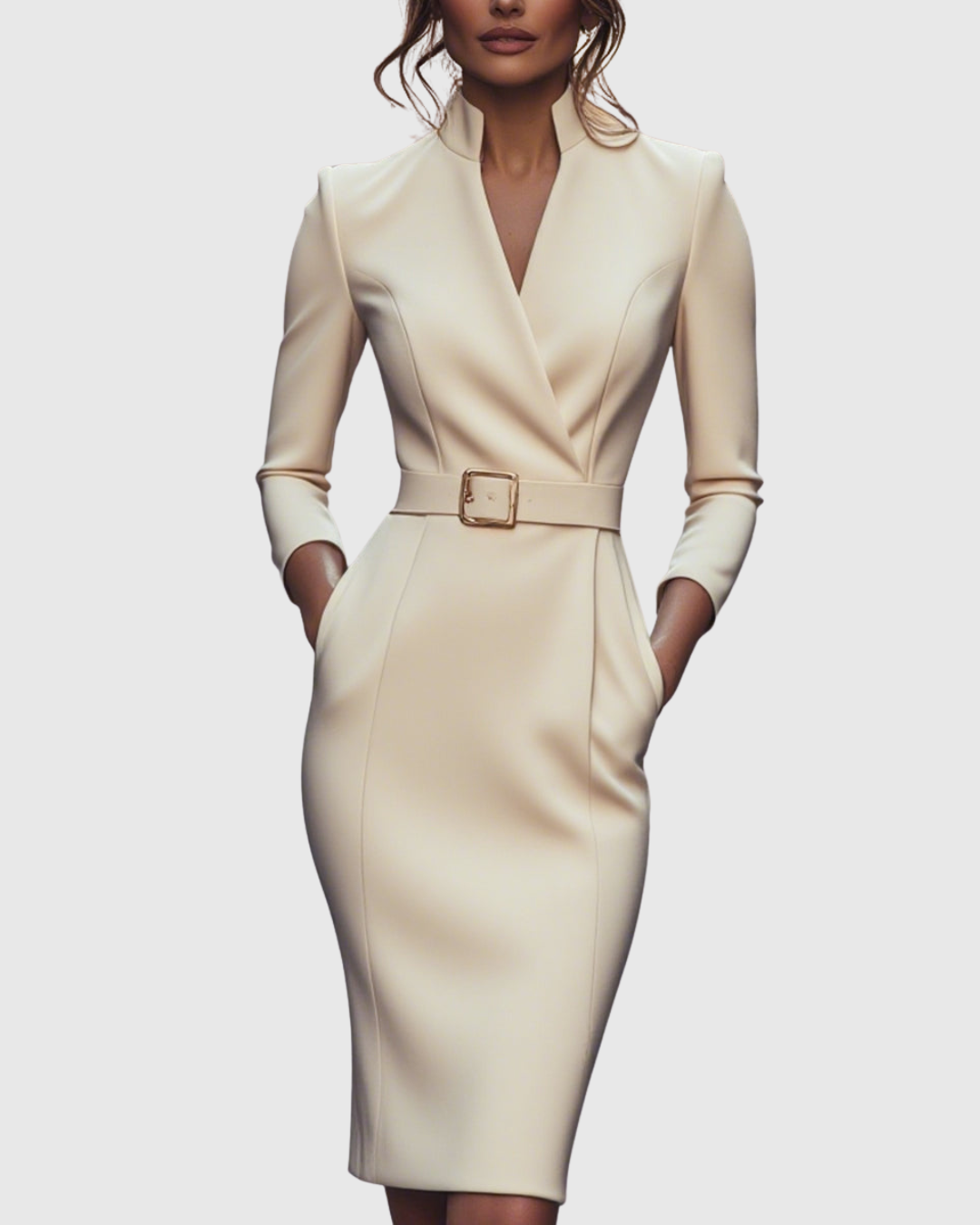 Velmira | Belted Pencil Midi Dress