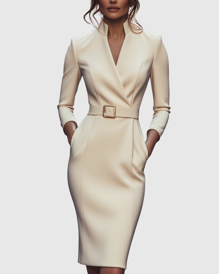 Velmira | Belted Pencil Midi Dress