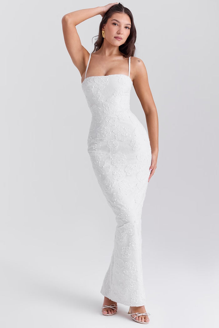 Liana | Elegant Floral Lace Dress - White