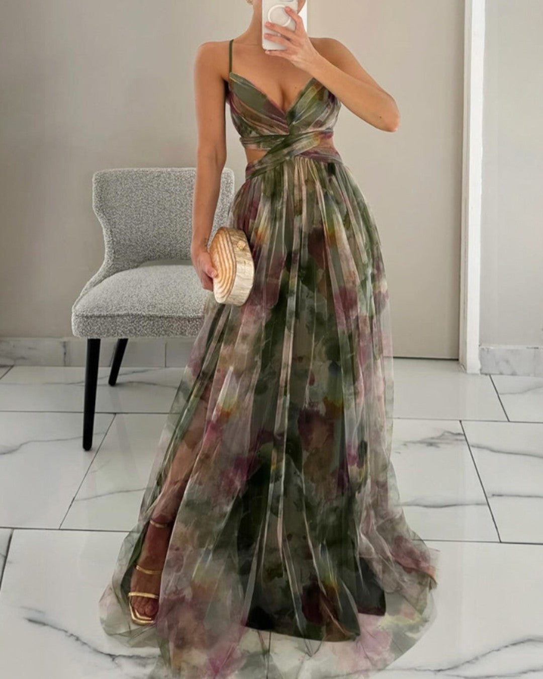 Liora | Floral Chiffon Maxi Dress