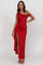 Sensations | Off-Shoulder Satin Maxi Dress - Red