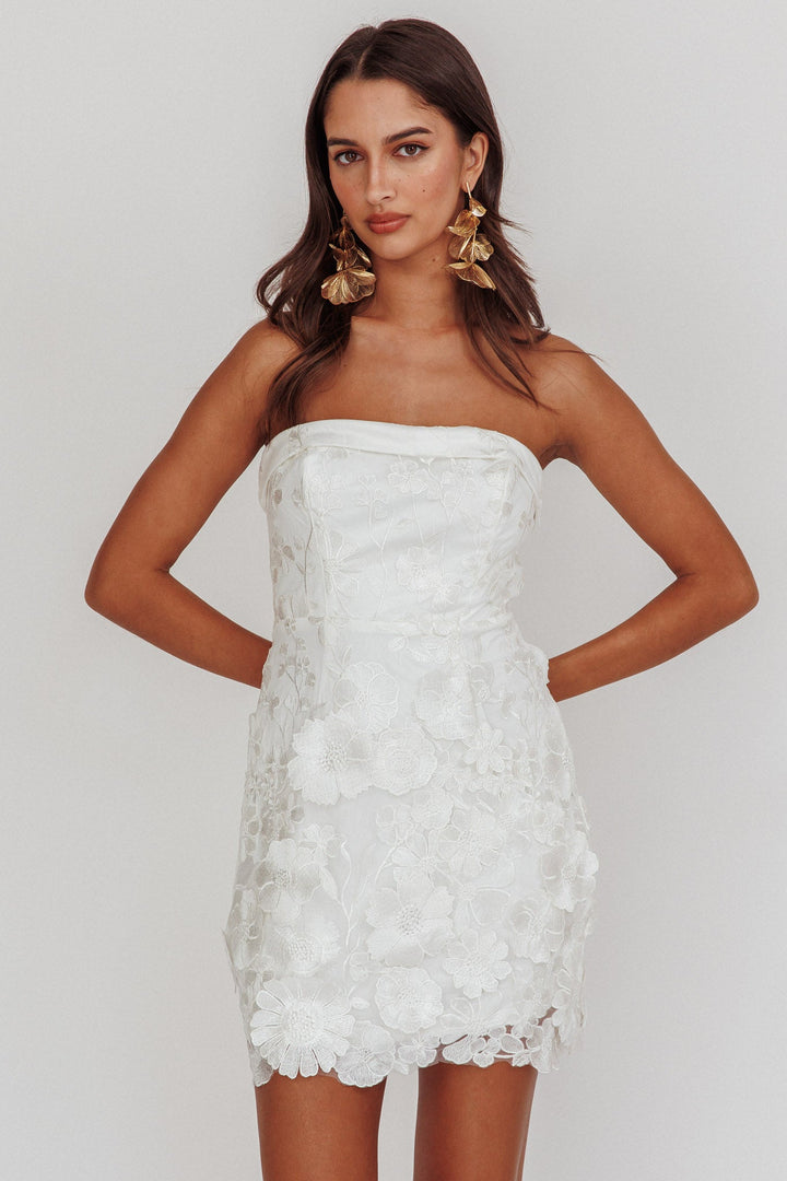 Flora Day | Floral Mini Dress - White