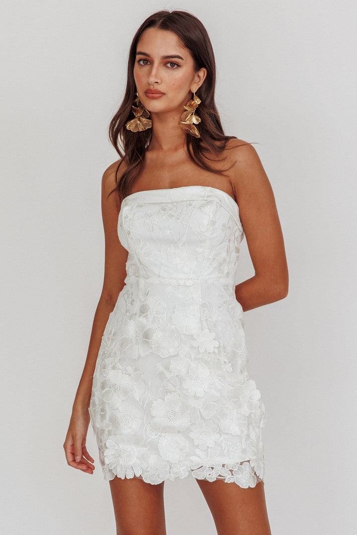 Flora Day | Floral Mini Dress - White