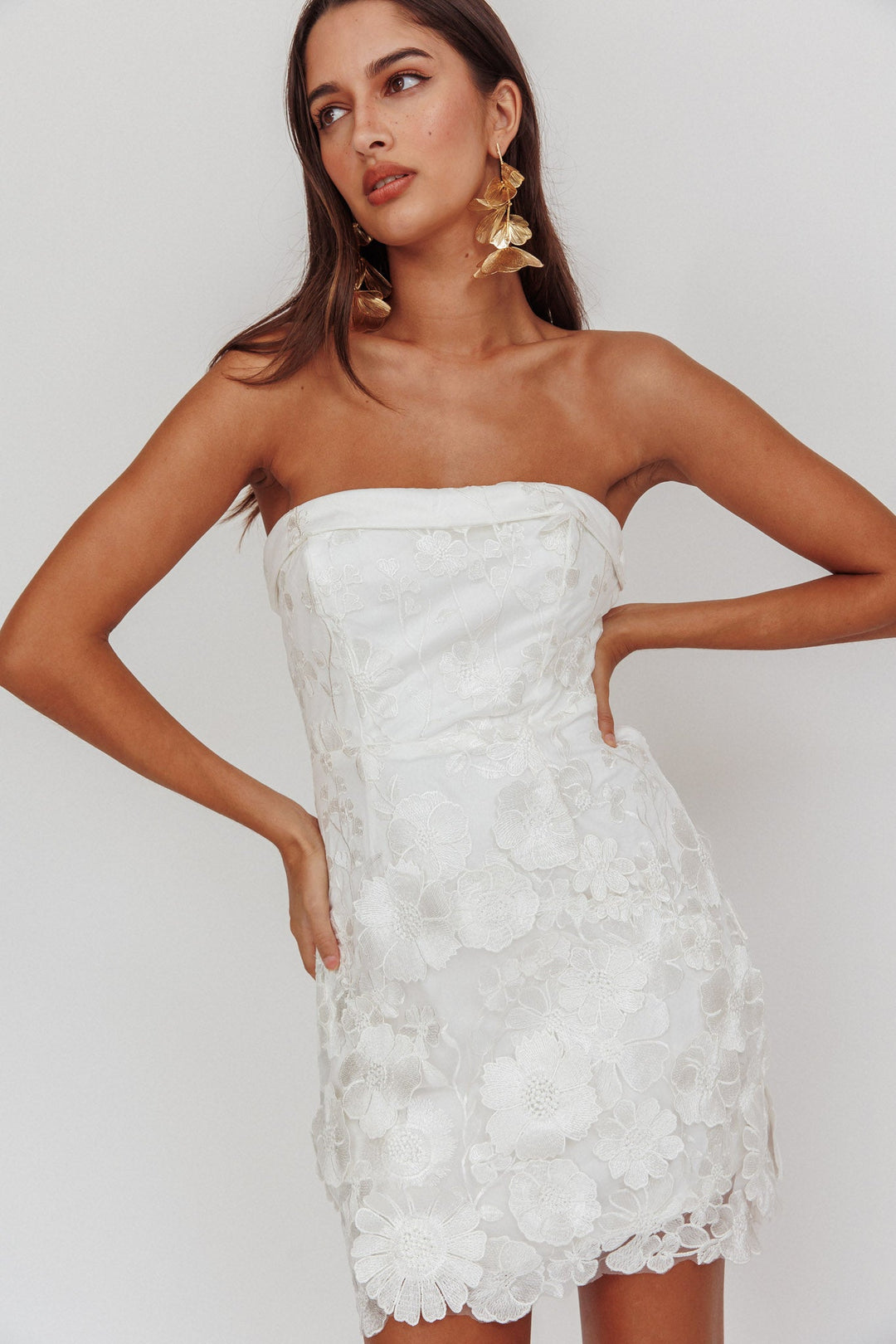 Flora Day | Floral Mini Dress - White