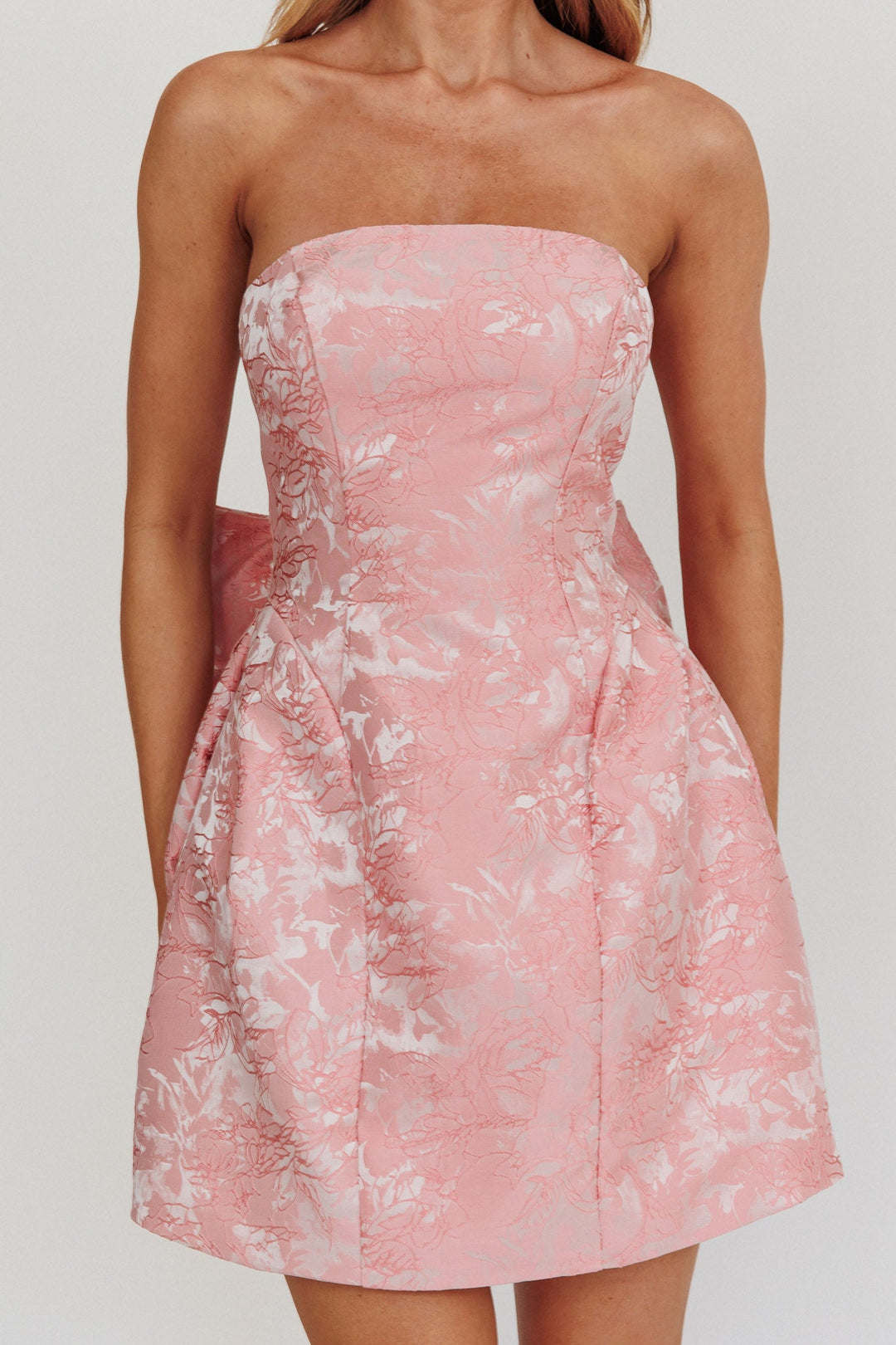 Melty Kisses | Strapless Flared Mini Dress - Pink