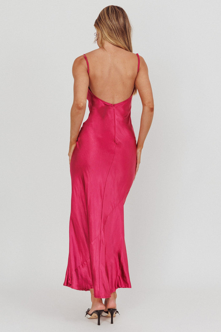 Aurélie | Backless Maxi Dress - Berry