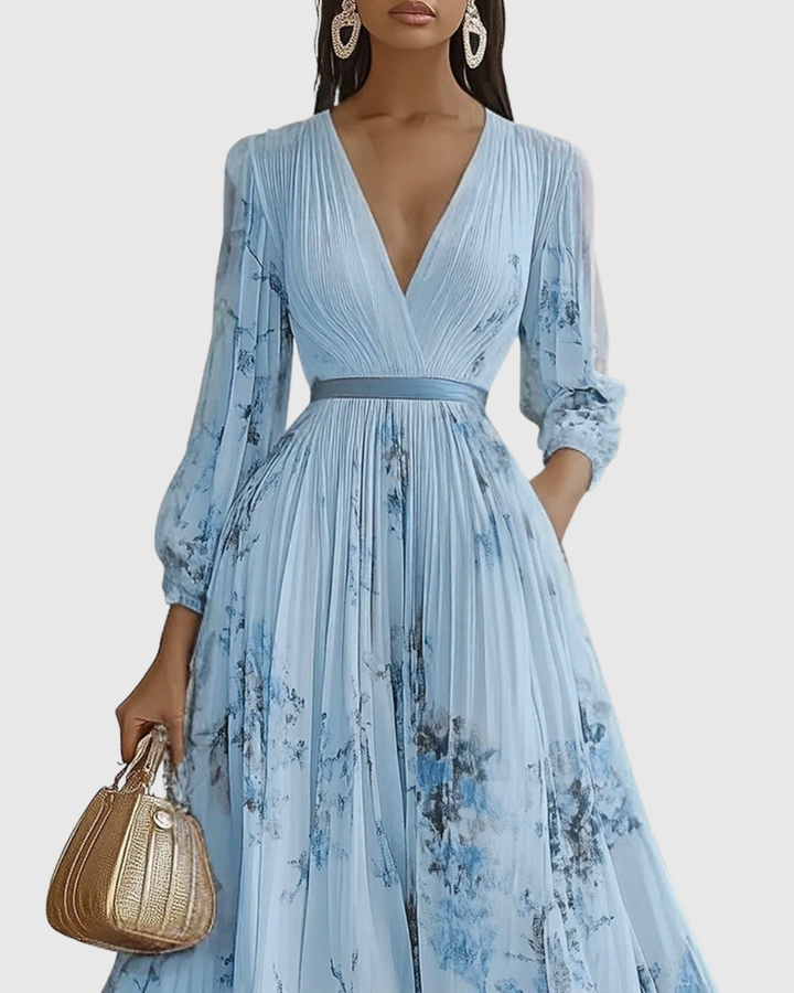 Zavelle | Pleated Floral Maxi Dress