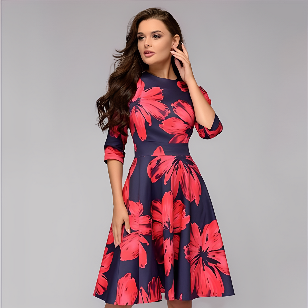 Elisabeth - Floral Long Sleeve Fit & Flare Dress