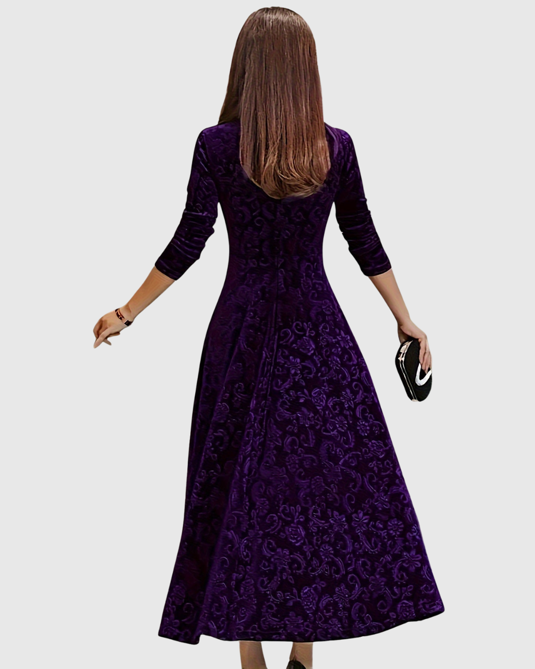 Vespera | Floral Velvet Midi Dress