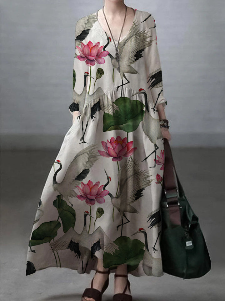 Eloria | Cotton Linen V-Neck Dress