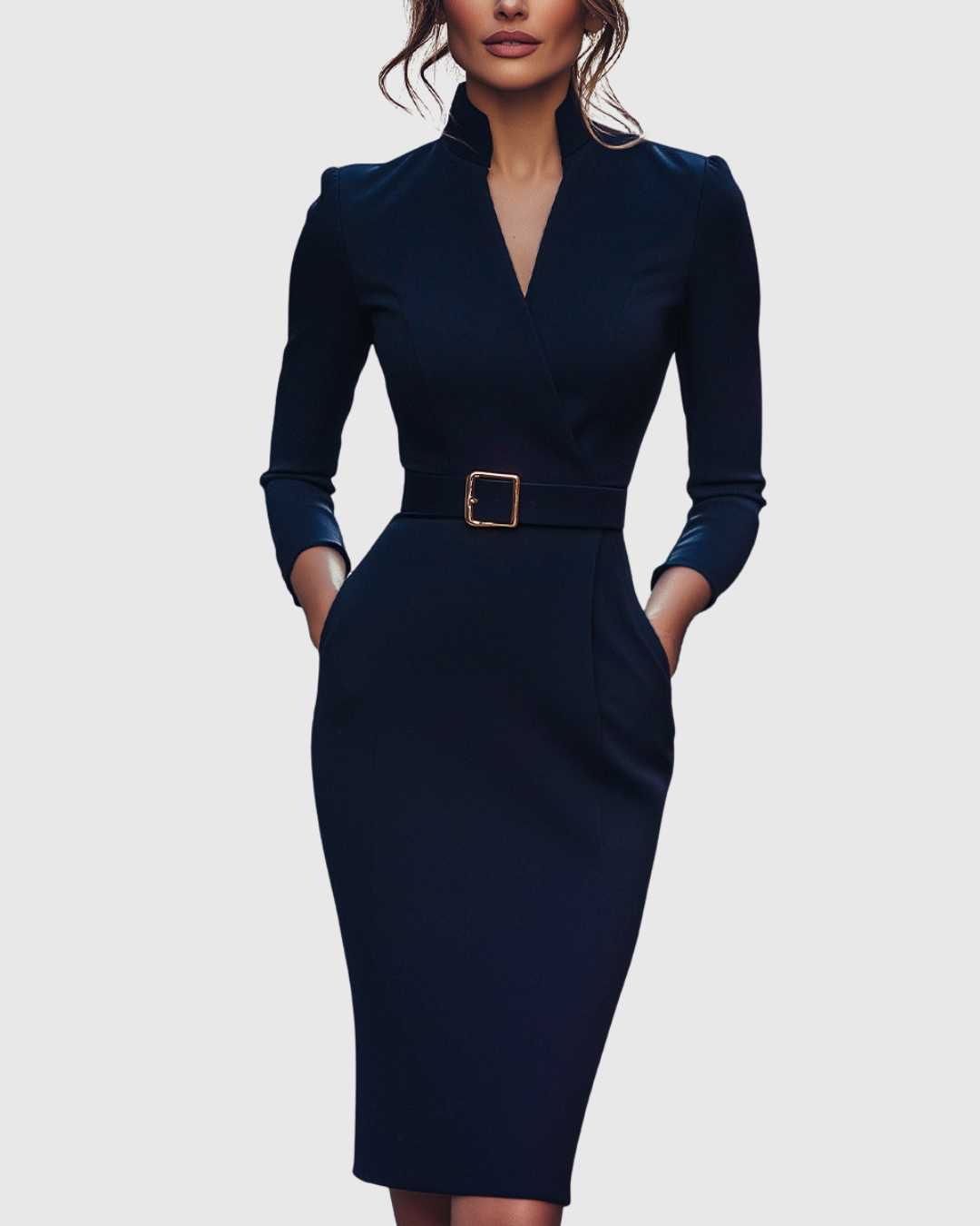 Velmira | Belted Pencil Midi Dress