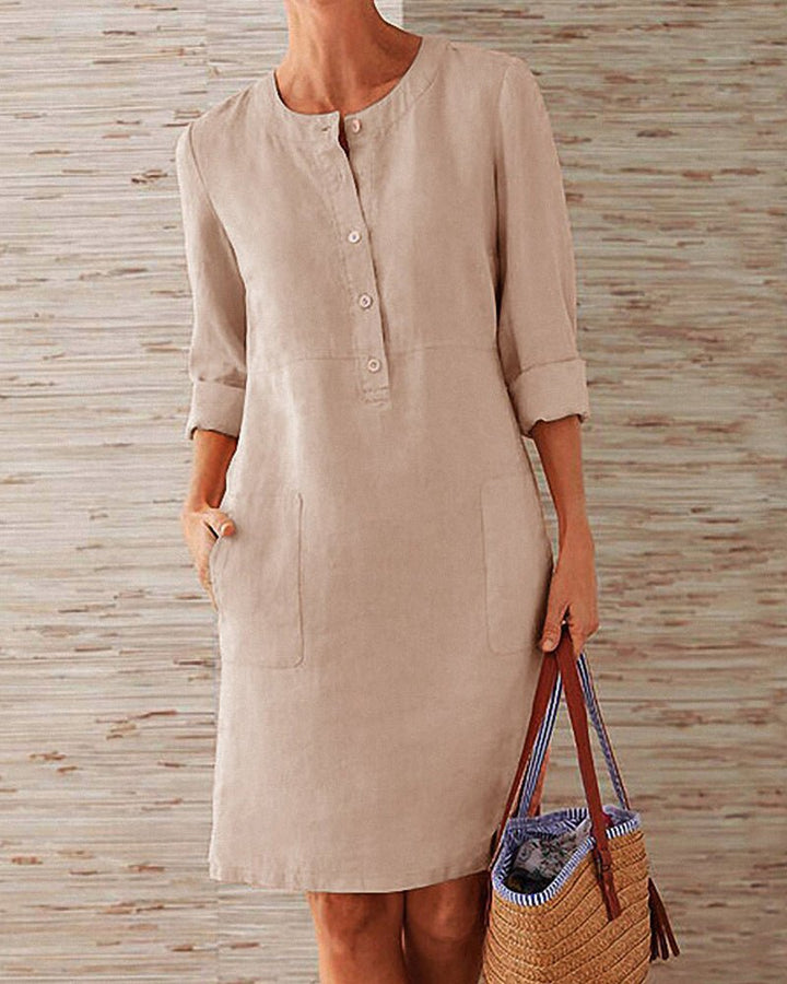 Matilda | Linen Blend Buttoned Dress