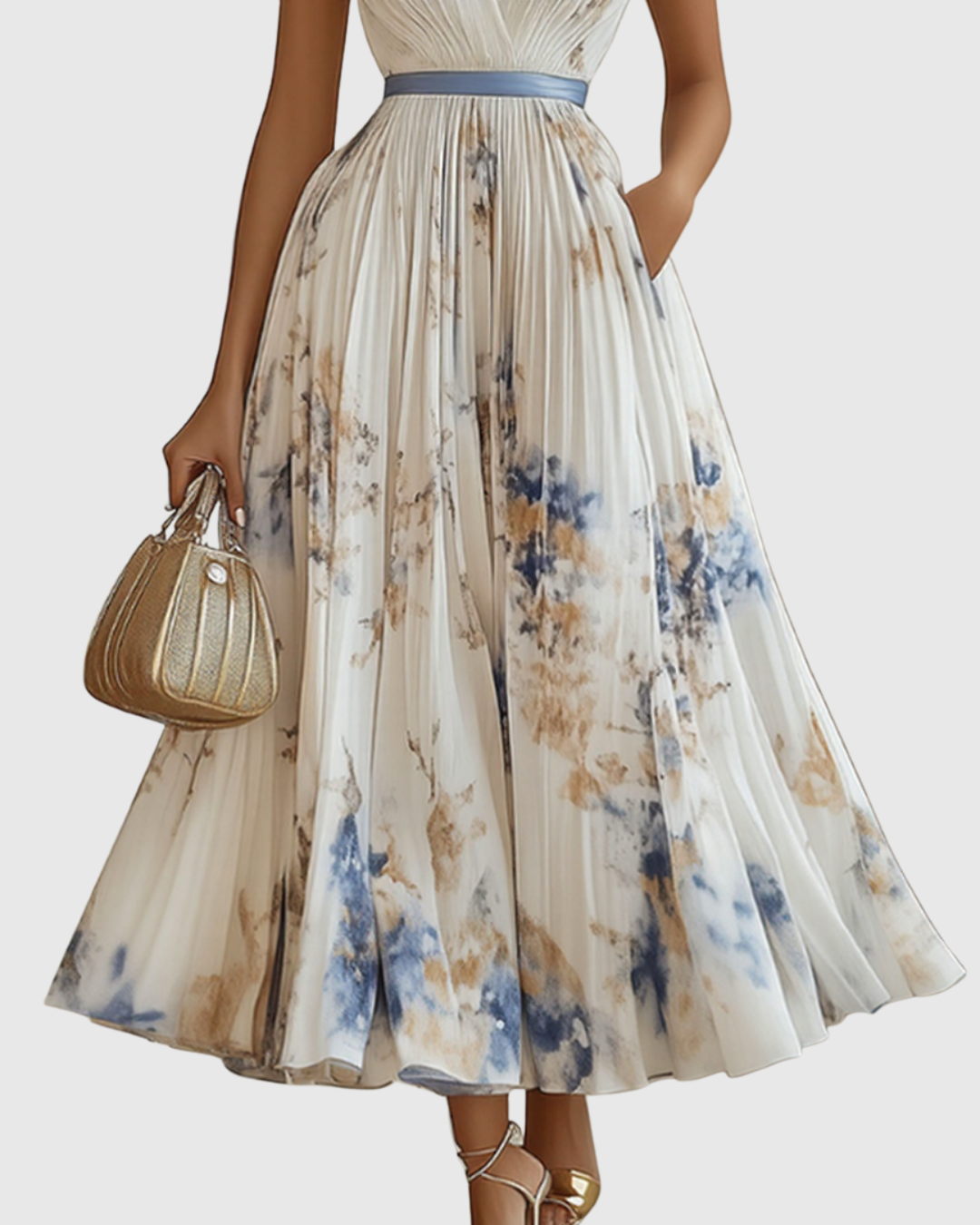 Zavelle | Pleated Floral Maxi Dress