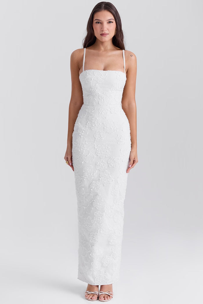 Liana | Elegant Floral Lace Dress - White