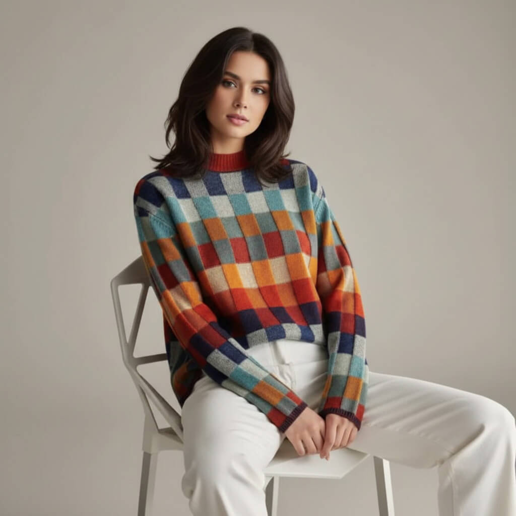 Elyse -  Checked Merino Jumper