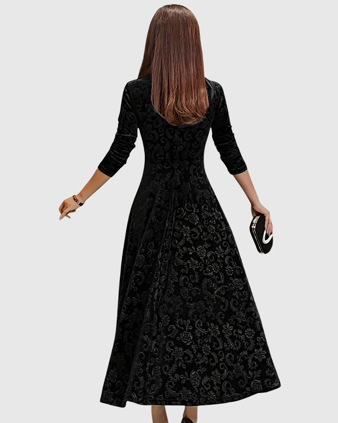 Vespera | Floral Velvet Midi Dress