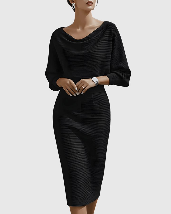 Isméria | Draped Batwing Midi Dress
