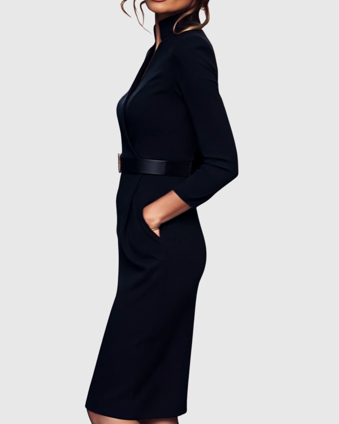 Velmira | Belted Pencil Midi Dress