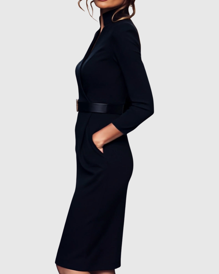 Velmira | Belted Pencil Midi Dress