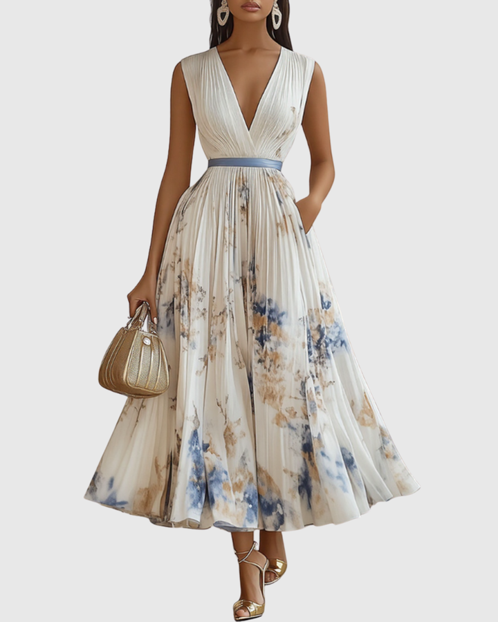 Zavelle | Pleated Floral Maxi Dress
